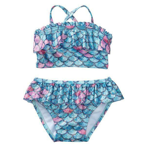 NWT Gymboree True Blue Summer Mermaid Baby Girl Ruffle Shimmer Bikini Swimsuit