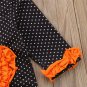 NWT Pumpkin Baby Girls Black Polka Dot Ruffle Halloween Romper Jumpsuit