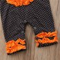 NWT Pumpkin Baby Girls Black Polka Dot Ruffle Halloween Romper Jumpsuit