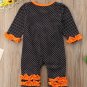 NWT Pumpkin Baby Girls Black Polka Dot Ruffle Halloween Romper Jumpsuit
