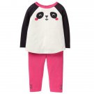 NWT Gymboree Baby Buddies Panda Girls Long Sleeve Shirt Pants Outfit Set