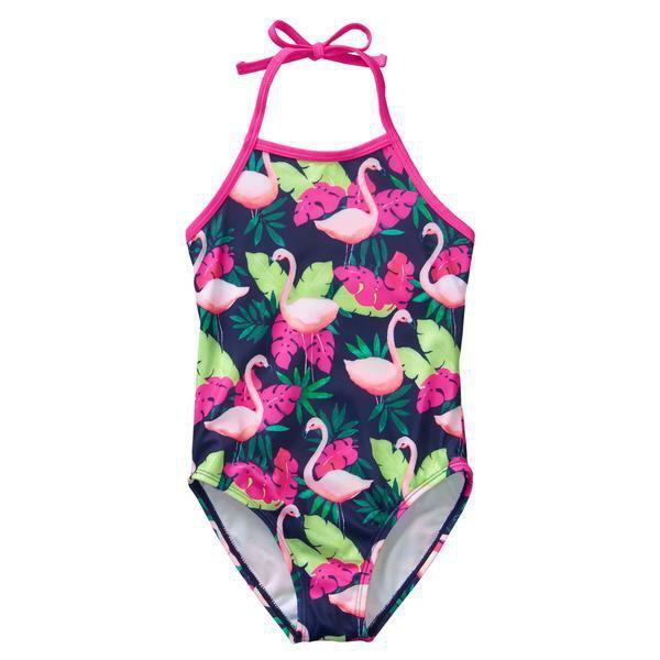 NWT Gymboree Spring Vacation Flamingo Girls Floral Swimsuit Bathing Suit