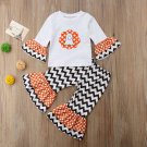 NWT Girls Halloween Ghost Long Sleeve Shirt Ruffle Pants Outfit Set 12 18 24 3T