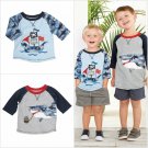 NWT Mud Pie Pirate Ship Shark Zipper Mouth Boys Blue Raglan Shirt 2T/3T 4T/5T