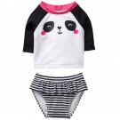 NWT Gymboree Baby Buddies Panda Girls Rashguard Tankini Swimsuit Set 6-12 12-18