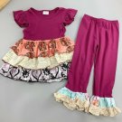 NEW Boutique Girls Purple  Ruffle Tunic Dress & Leggings Outfit 5-6 6-7 7-8
