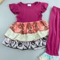 NEW Boutique Girls Purple Ruffle Tunic Dress & Leggings Outfit 5-6 6-7 7-8