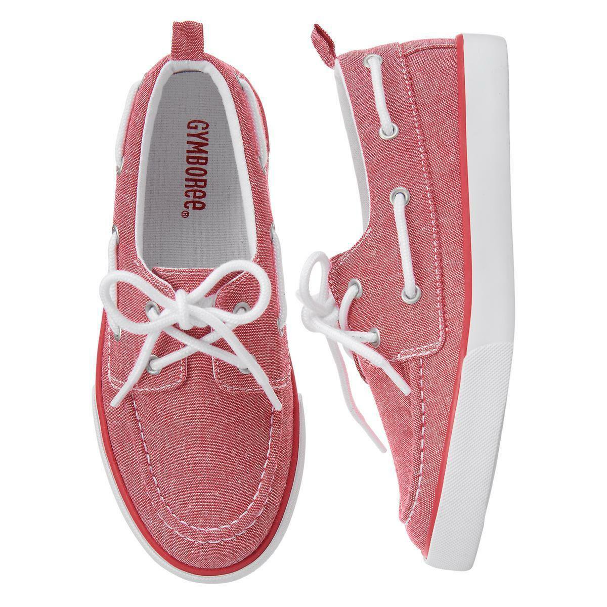 NWT Gymboree Boys Red Chambray Boat Shoes 1 2