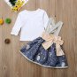 NWT Girls Owl Suspender Skirt Ruffle Long Sleeve Shirt Halloween Outfit Set