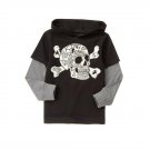 NWT Gymboree Spooky Skull Boys Black Halloween Hooded Long Sleeve Shirt 4 5