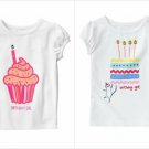 NWT Gymboree Birthday Cupcake Cake Girls White Short Sleeve Shirt 2T 3T 4T