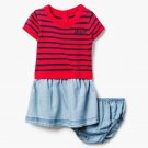 NWT Gymboree All Smiles Girls Striped Red Short Sleeve Sweater Dress 2T 3T