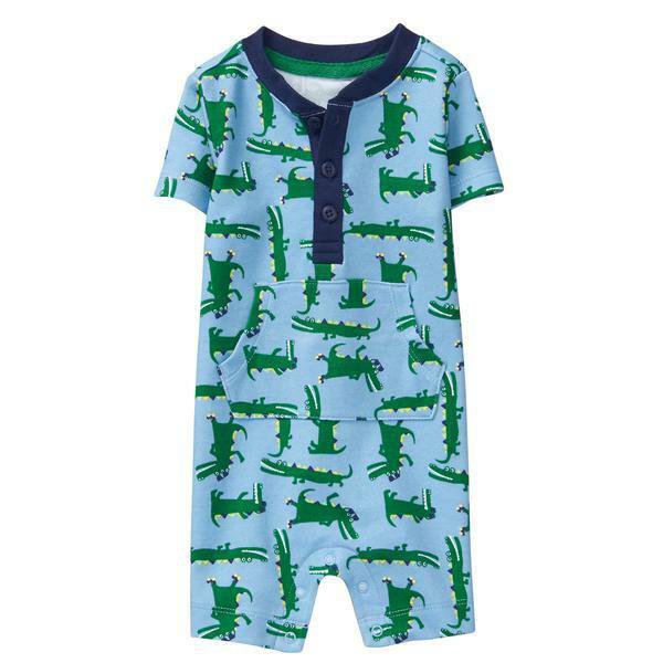NWT Gymboree Spring Vacation Alligator Baby Boys Blue Romper Sunsuit Jumpsuit
