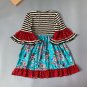 NEW Girls Boutique Turquoise Striped Floral Short Sleeve Ruffle Dress