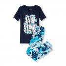 NWT The Childrens Place Shark Jawsome Glow in the Dark Short Sleeve Pajamas Set