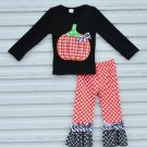 NEW Boutique Girls Pumpkin Shirt Ruffle Leggings Outfit Set 3T 4T 5-6