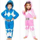 NWT Power Rangers Toddler Pink Blue Hooded Fleece Romper Costume Pajamas