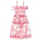 NWT The Childrens Place Girls Pink Patchwork Smocked Off Shoulder Maxi Dress
