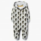 NWT Gymboree Rising Stars Baby Boys Gray Bolt Hooded Romper Jumpsuit