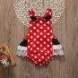 NEW Minnie Mouse Baby Girls Red Polka Dot Ruffle Lace Romper Sunsuit Jumpsuit