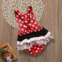 NEW Minnie Mouse Baby Girls Red Polka Dot Ruffle Lace Romper Sunsuit Jumpsuit