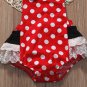 NEW Minnie Mouse Baby Girls Red Polka Dot Ruffle Lace Romper Sunsuit Jumpsuit