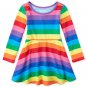 NWT The Childrens Place Rainbow Striped Girls Long Sleeve Dress 2T 3T 4T 5T