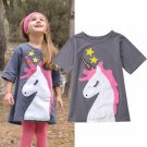 NEW Girls Unicorn Gray Short Sleeve Tunic Dress 3T 4T 5T 6