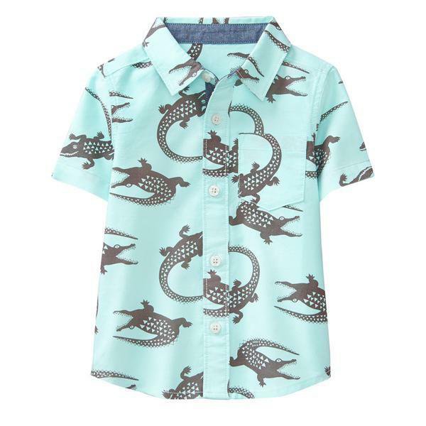 NWT Gymboree True Blue Summer Alligator Boys Short Sleeve Button Down Shirt