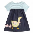 NWT Mud Pie Goose Applique Baby Girls Blue Short Sleeve Chambray Dress Easter