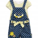 NWT Nannette Girls Floral Daisy Shortalls Overalls Shirt Outfit Set 4T