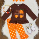 NEW Boutique Girls Pumpkin Truck & Ruffle Leggings Outfit Set 7 8