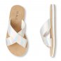 NWT The Childrens Place Girls Metallic Cross Seaside Slide White Shimmer Sandals