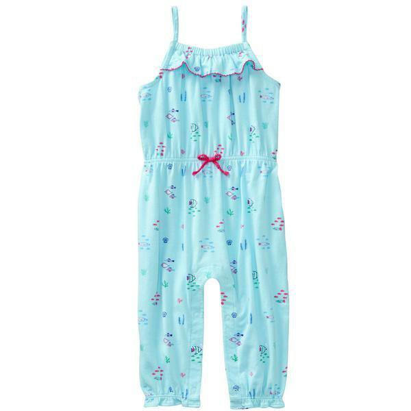 NWT Gymboree True Blue Summer Undersea Baby Girls Blue Romper Sunsuit Jumpsuit