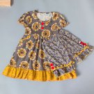 NEW Boutique Girls Floral Sunflower Dress Ruffle Shorts Outfit 3-4 5-6 6-7 7-8