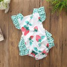 NWT Strawberry Baby Girls Sleeveless Ruffle Romper Jumpsuit Headband Outfit Set