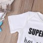 NWT Super Hero has Arrived Baby Boys Shirt Pants & Hat Outfit Set