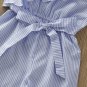 NWT Girls Blue Striped One Shoulder Ruffle Romper Sunsuit Jumpsuit