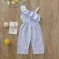 NWT Girls Blue Striped One Shoulder Ruffle Romper Sunsuit Jumpsuit