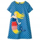 NWT Mermaid Girls Blue Short Sleeve Polka Dot Shift Dress 5 6 7