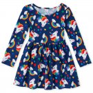 NWT The Childrens Place Unicorn Girls Blue Long Sleeve Dress 2T 3T 4T 5T