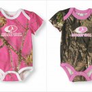 NEW Mossy Oak Baby Girls Pink Green Camouflage Short Sleeve Bodysuit Creeper
