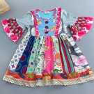 NEW Girls Boutique Multi-Print Short Sleeve Blue Ruffle Dress 5-6 6-7 7-8