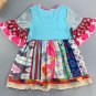 NEW Girls Boutique Multi-Print Short Sleeve Blue Ruffle Dress 5-6 6-7 7-8