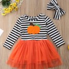 NEW Girls Pumpkin Long Sleeve Striped Tutu Dress 2T 3T 4T 5T 6