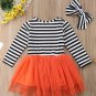 NEW Girls Pumpkin Long Sleeve Striped Tutu Dress 2T 3T 4T 5T 6