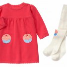 NWT Gymboree Treats & Trucks Cupcake Sweater Dress & Tights Outfit Set 0-3 M