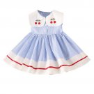 NWT Girls Blue Striped Cherry Peter Pan Collar Sleeveless Dress 2T 3T 4T 5T 6