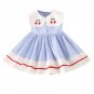 NWT Girls Blue Striped Cherry Peter Pan Collar Sleeveless Dress 2T 3T 4T 5T 6