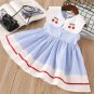 NWT Girls Blue Striped Cherry Peter Pan Collar Sleeveless Dress 2T 3T 4T 5T 6
